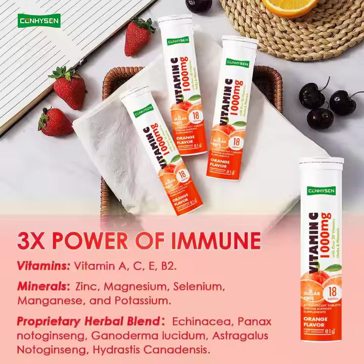 OEM ODM วิตามินซี แผ่นกระเทียม 1000mg มากกว่า 20 วิตามิน สมุนไพร แร่ธาตุ การสนับสนุนภูมิคุ้มกัน