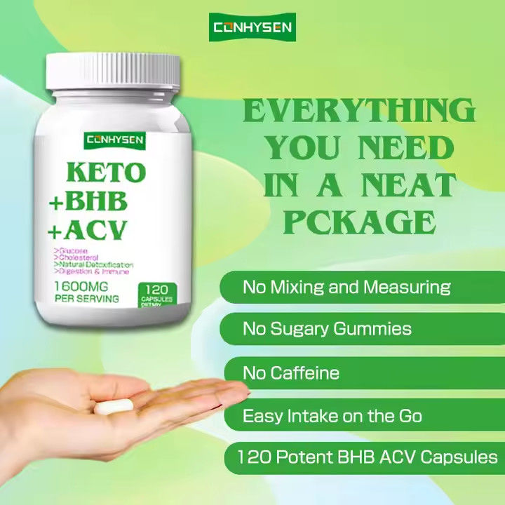 OEM ODM เคโต้ แคปซูล ลดน้ําหนัก รวย BHB ACV สนับสนุนการจัดการร่างกาย