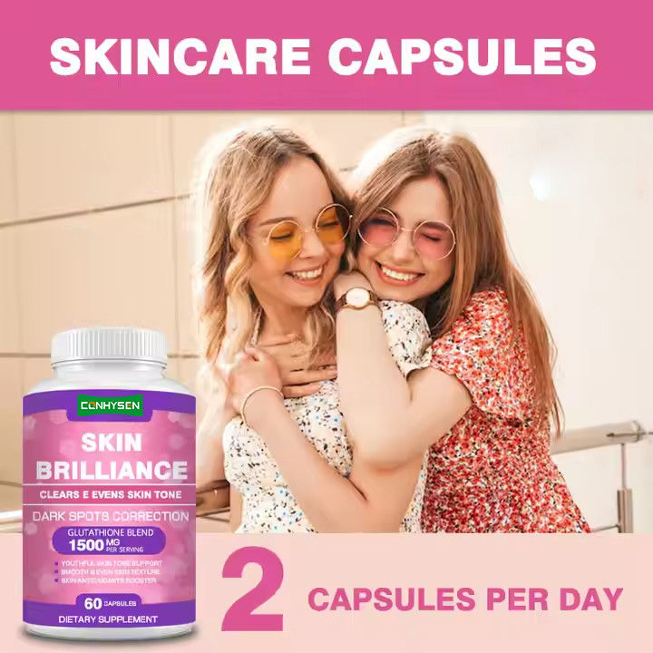 แคปซูล Skin Brilliance สําหรับการทําสีขาว สนับสนุน จุดด่างดํา อาหารเสริมดูแลผิว 60 แคปซูล