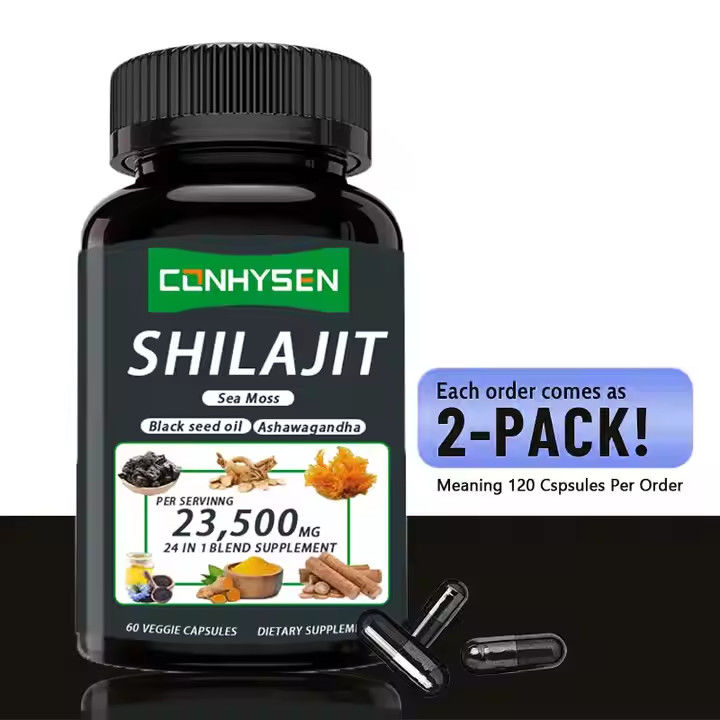 OEM Himalayan Shilajit แคปซูล Fulvic Acid แร่ธาตุ ทะเล มอส แร่ธาตุ สารผสมธรรมชาติ เพิ่มพลังงาน