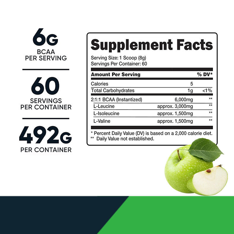 ผง BCAA สำหรับโภชนาการการกีฬาเพื่อสุขภาพ สนับสนุนการเจริญเติบโตของกล้ามเนื้อ เครื่องดื่มให้พลังงาน