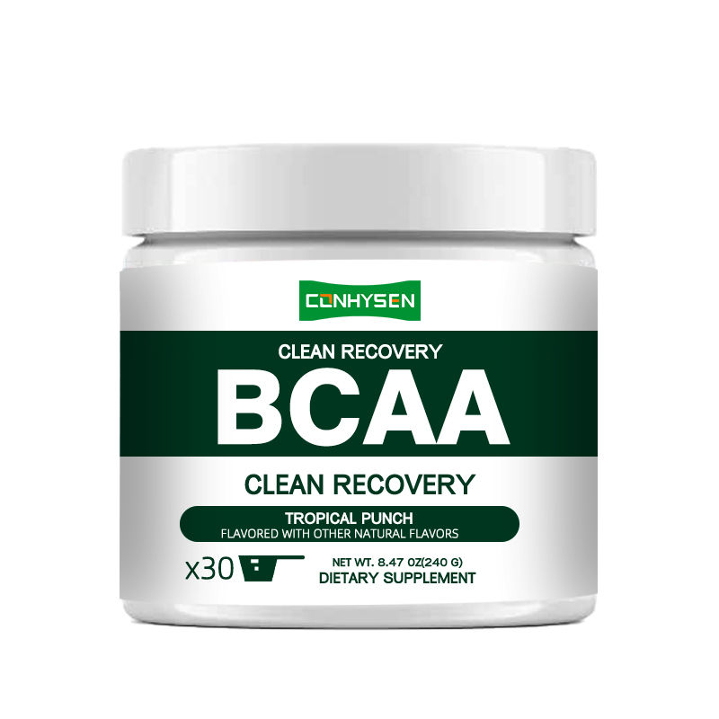 ผง BCAA สำหรับการฟื้นตัวอย่างสะอาดของฉลากส่วนตัว 9 กรดอะมิโนจำเป็น ลดอาการเจ็บและเครียด