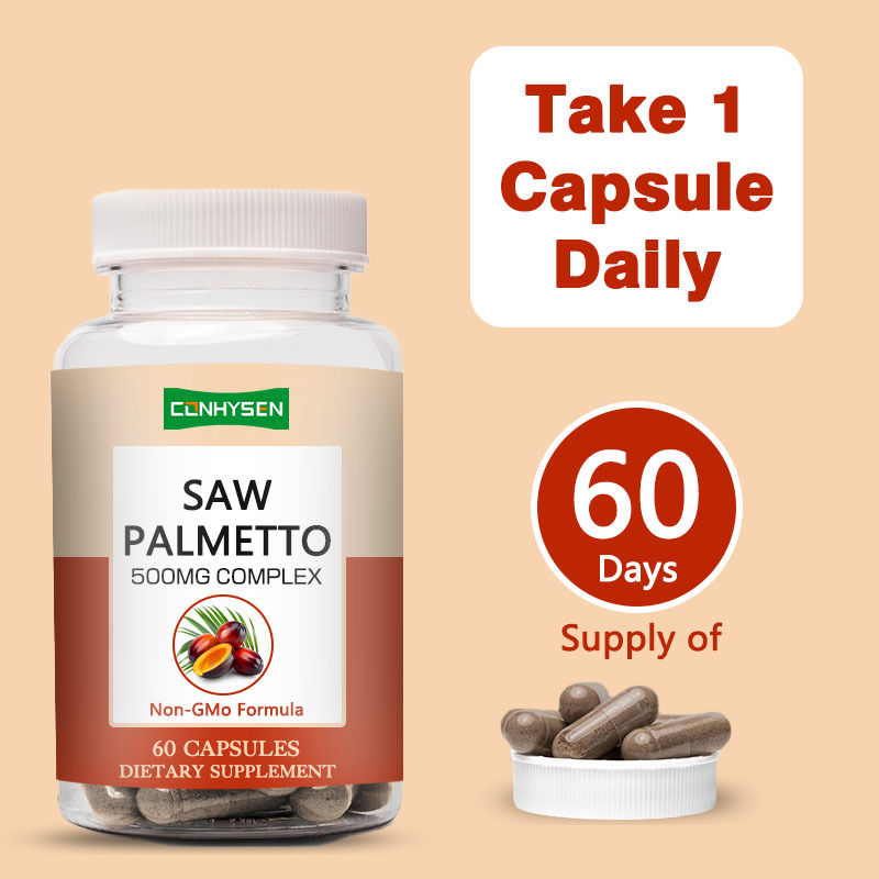 แคปซูลซอว์ปาลเมตโต Non GMO 500 มก. สนับสนุนความสมดุลของฮอร์โมน สุขภาพเส้นผม