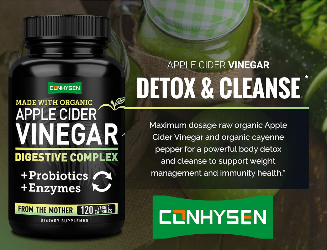OEM/ODM แคปซูลลดน้ำหนัก ACV แคปซูล Apple Cider Vinegar ลดความอยากอาหาร แคปซูลวิตามินเอนไซม์ Apple Cider Vinegar
