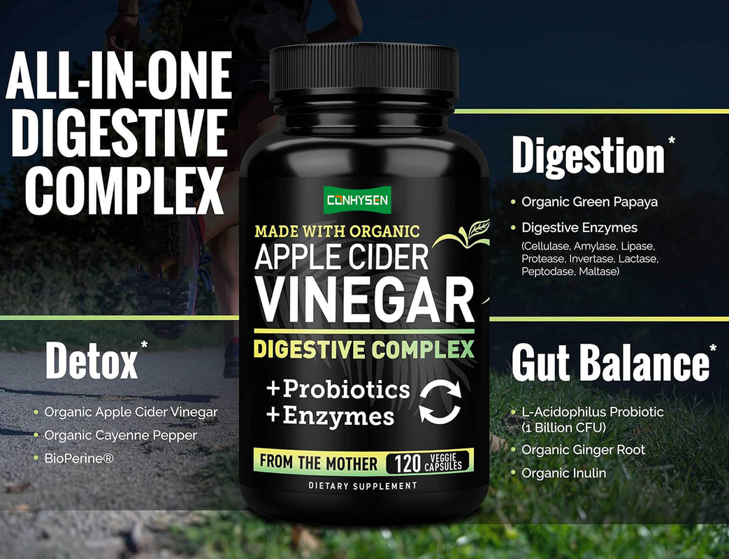 OEM/ODM แคปซูลลดน้ำหนัก ACV แคปซูล Apple Cider Vinegar ลดความอยากอาหาร แคปซูลวิตามินเอนไซม์ Apple Cider Vinegar