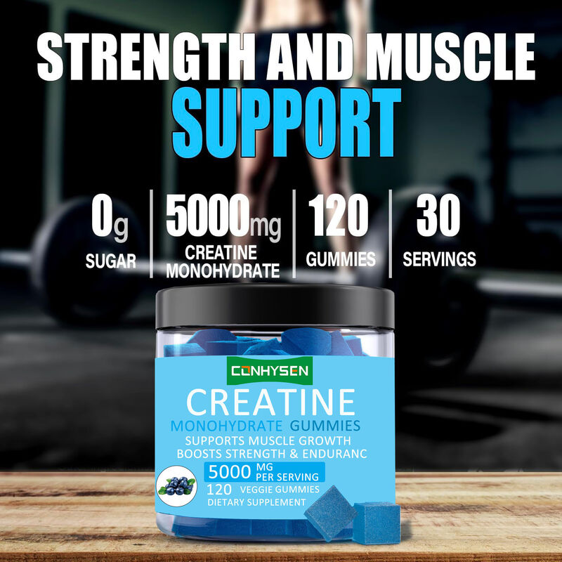 การแข่งขันที่กําหนดเอง ก่อนการออกกําลังกาย การเติบโตของกล้ามเนื้อ Creatine Monohydrate Gummies เพิ่มมวลกล้ามเนื้อ Creatine Gummy Supplement