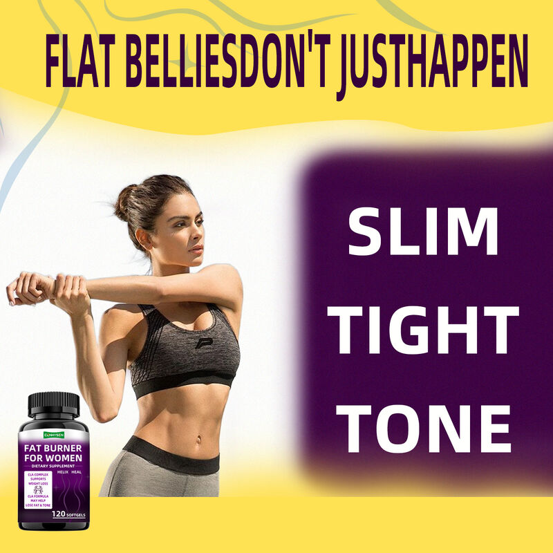 แคปซูลเผาผลาญไขมัน CLA ซับซ้อนอาหารเสริม ส่งเสริมกล้ามเนื้อสําหรับผู้หญิง ยาลดน้ําหนัก อาหารใย