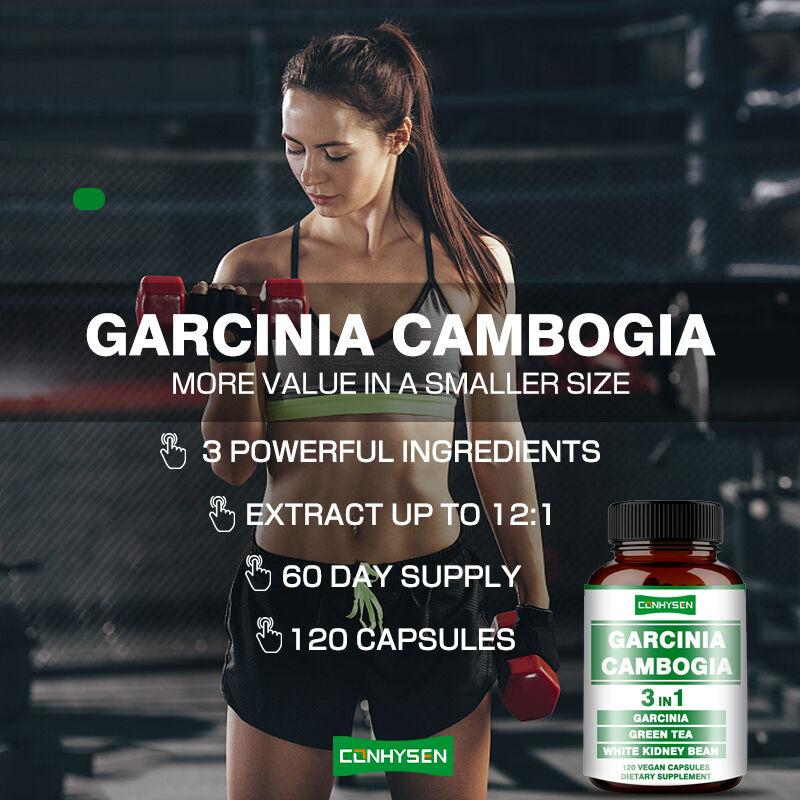 OEM Garcinia Cambogia แคปซูลสําหรับการผลิตพลังงาน สนับสนุนความสมดุลของร่างกาย แคปซูลใยอาหาร ลดน้ําหนัก