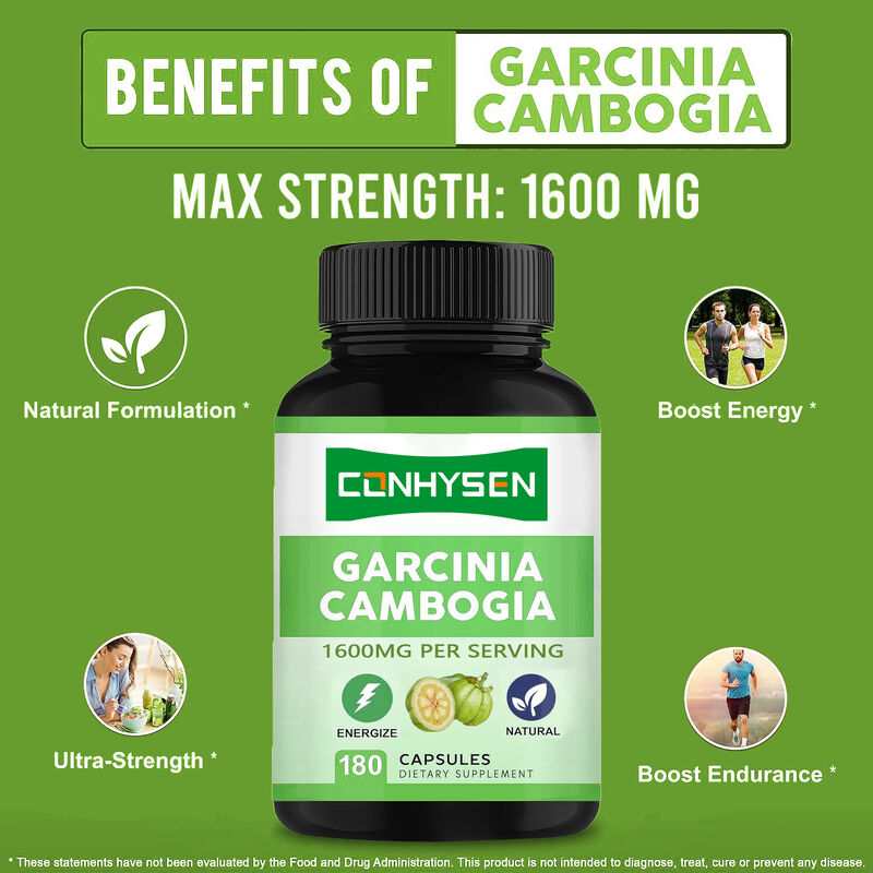 อาหารเสริมคุณภาพสูง Garcinia Cambogia Pure Capsules ส่งเสริมพลังงานและความทนทาน อาหารเสริมธรรมชาติ