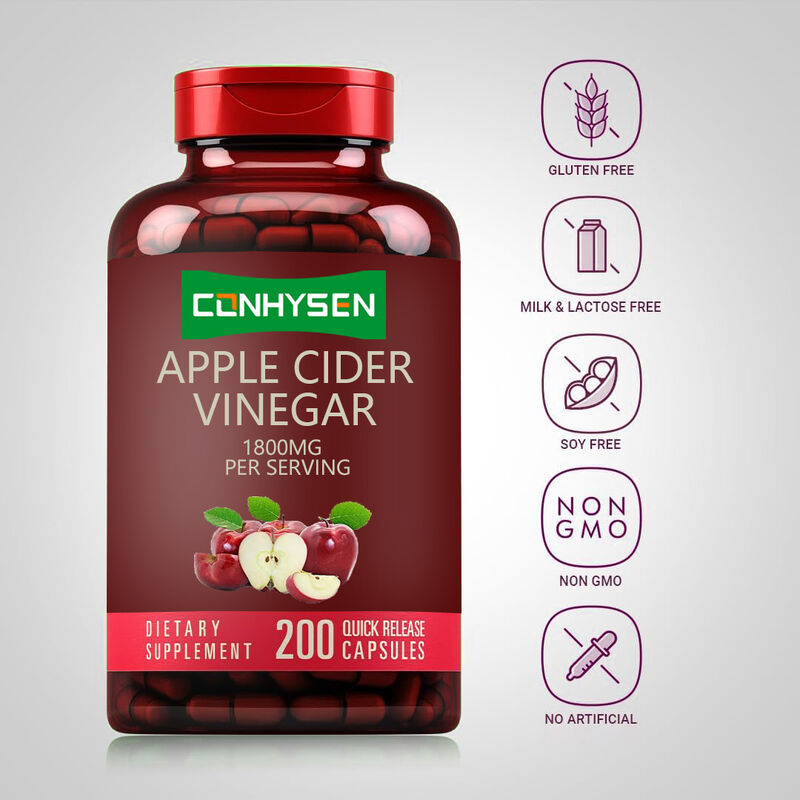 ผลิตภัณฑ์เสริมอาหาร ACV แบบ OEM/ODM ช่วยย่อยอาหารและดีท็อกซ์ ควบคุมน้ำหนัก แอปเปิ้ลไซเดอร์ วีเนการ์ แคปซูลสำหรับผู้ชาย ผู้หญิง
