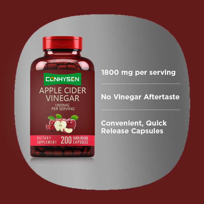 ผลิตภัณฑ์เสริมอาหาร ACV แบบ OEM/ODM ช่วยย่อยอาหารและดีท็อกซ์ ควบคุมน้ำหนัก แอปเปิ้ลไซเดอร์ วีเนการ์ แคปซูลสำหรับผู้ชาย ผู้หญิง
