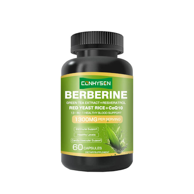 OEM/ODM แคปซูล Berberine 1300mg 13-In-1 เพื่อสุขภาพที่ดีของเลือด สารสกัดจากชาเขียว