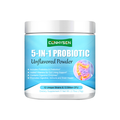 ผงโปรไบโอติก 5-in-1 ส่งเสริมสุขภาพภูมิคุ้มกันและการย่อยอาหาร ผู้ผลิตกำหนดเอง