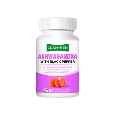 หน้าที่ทางสติ อาหารมังสวิรัต แท็บเล็ตไม่เคลือบ Ashwagandha และพริกดํา ราคาปลีก